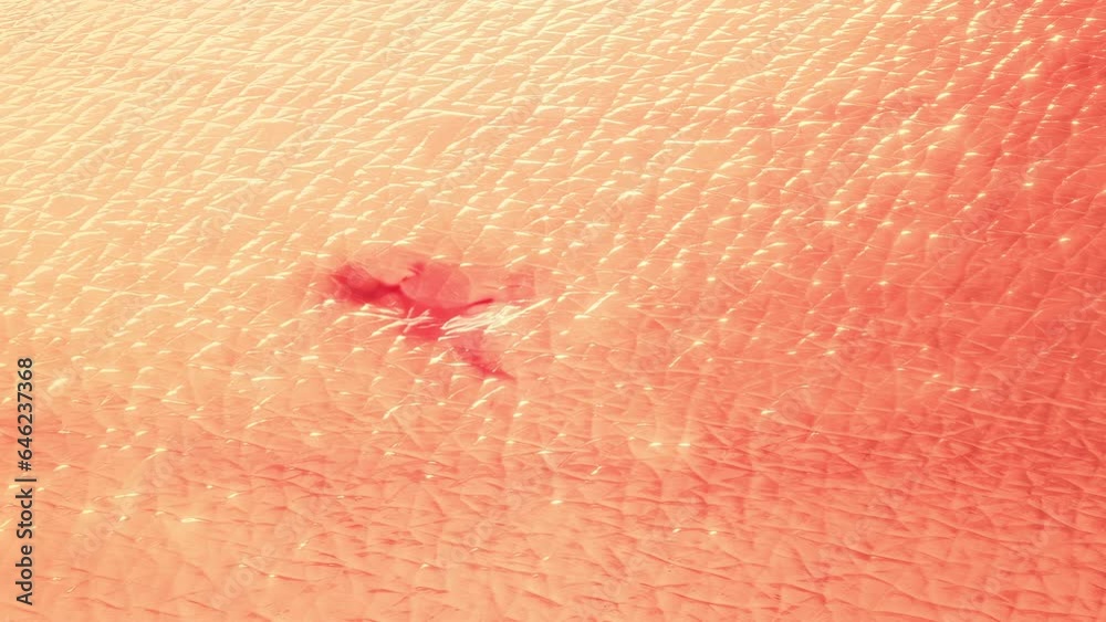 Healing wounds regeneration. A bloody wound disappears, and the skin forms a new texture.