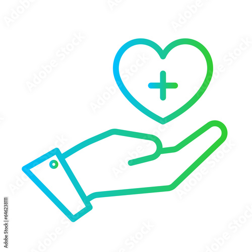 Medical service healthy lifestyle icon with blue and green gradient outline style. symbol, health, medical, line, service, sign, care. Vector Illustration