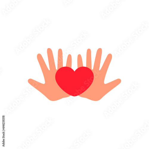 Heart in the palms. Two hands hold a heart in open palms.