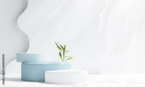 podium with shape curve on background for product presentation. 3d illustration.