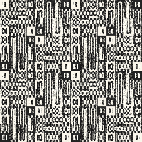Monochrome Distressed Mesh Textured Complexity Geometric Pattern
