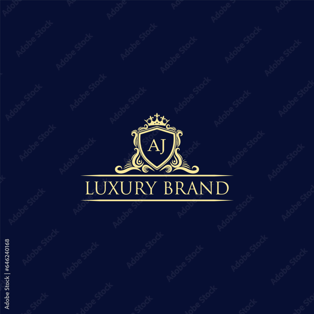 Naklejka premium AJ Luxury lion crest logo - royal lion vector template