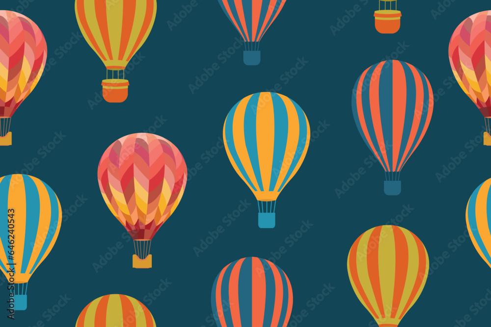 Seamless pattern with balloons. Flight in the sky and summer fun concept. Vector illustration