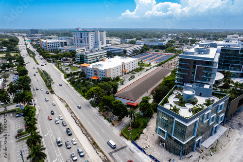 Aventura, Florida, USA - Skyline of Medical District In Aventura and Biscayne Boulevard.