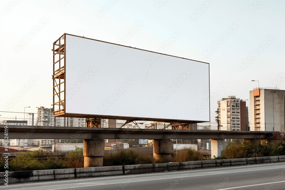 Large billboard, blank empty mockup, on the streets of a city and neighborhoods. Large billboard, blank empty mockup, on the streets of a city and neighborhoods.