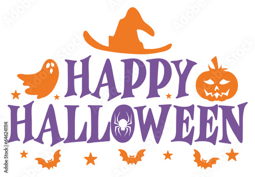 Happy Halloween Fall Typography Illustration