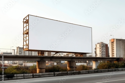 Large billboard, blank empty mockup, on the streets of a city and neighborhoods.