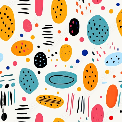 A lively and vibrant seamless abstract pattern, offering creative and minimalist art for children's designs
