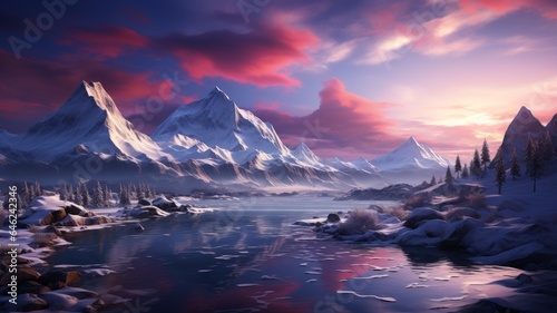 Landscape of sky with Ice mountains