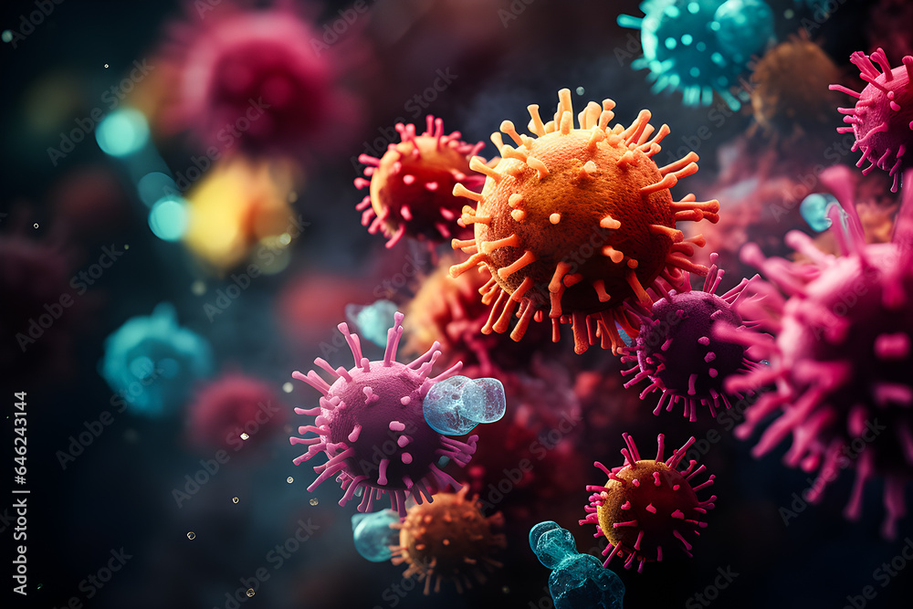 close-up of bacteria and viruses under a microscope,3d illustration of scientific concepts , generate AI close-up of bacteria and viruses under a microscope,3d illustration of scientific concepts , generate AI