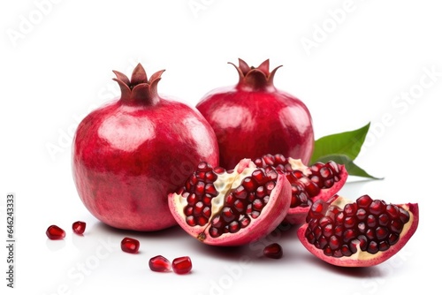 Pomegranate with leaves isolated 