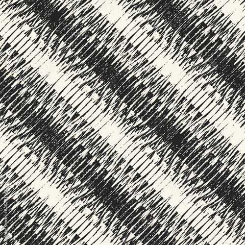 Monochrome Distressed Textured Ornate Striped Pattern