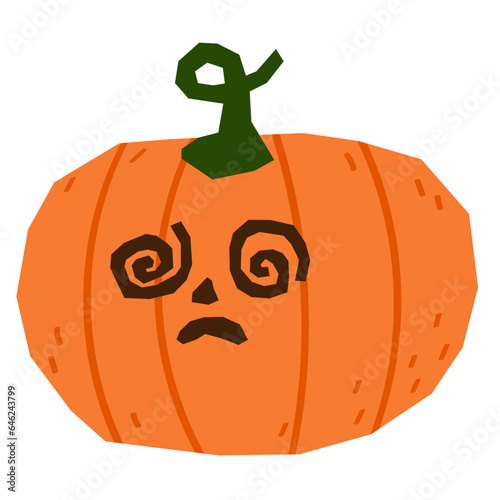 Confused pumpkin flat illustration
