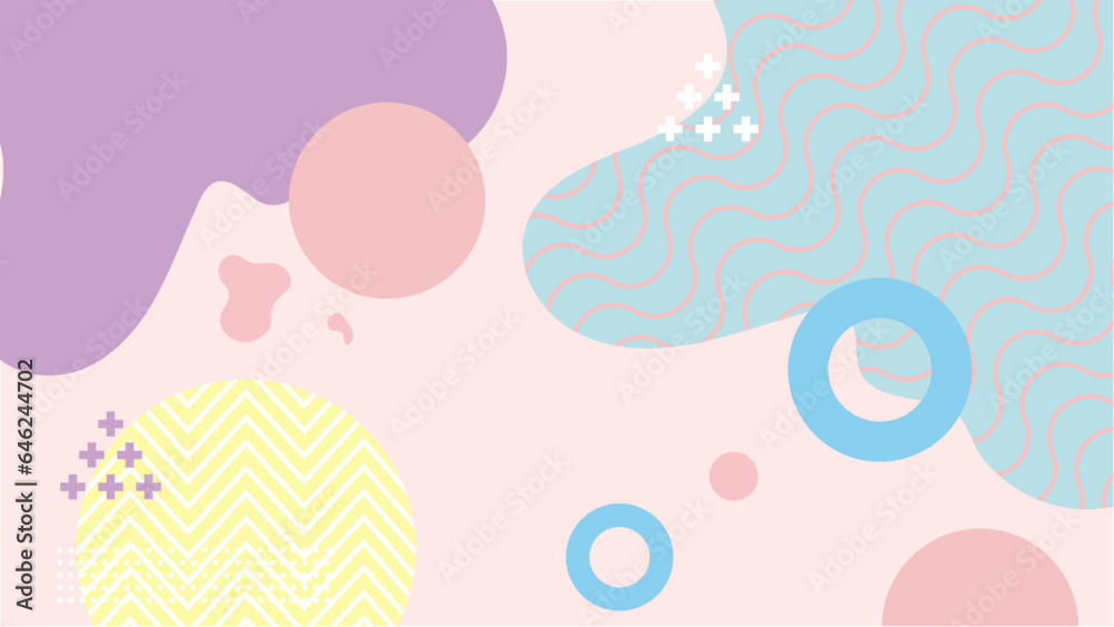 Colorful soft pastel vector trendy abstract geometric background with shapes