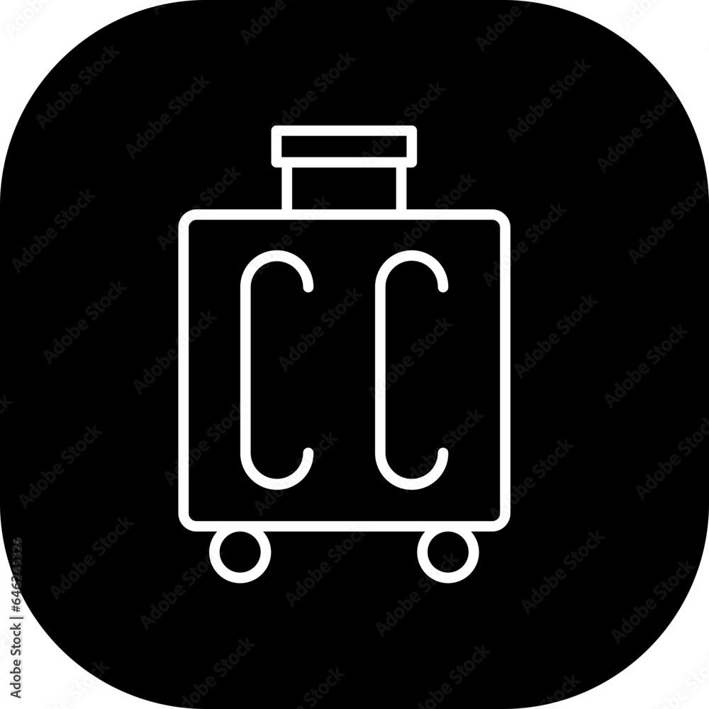 Luggage hotel icon with black filled outline style. travel, luggage, sign, symbol, set, tourism, suitcase. Vector illustration