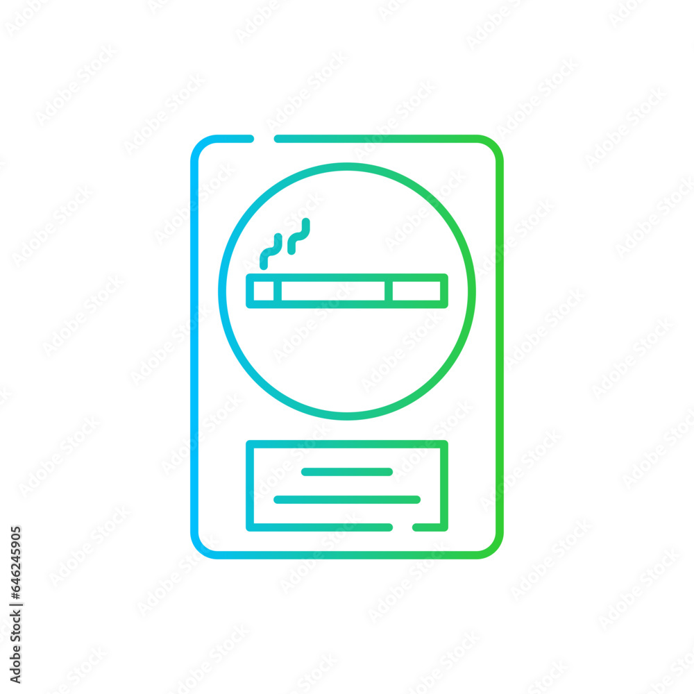 Smoking area hotel icon with blue and green gradient outline. cigarette, tobacco, sign, symbol, smoke, information, zone. Vector illustration Smoking area hotel icon with blue and green gradient outline. cigarette, tobacco, sign, symbol, smoke, information, zone. Vector illustration