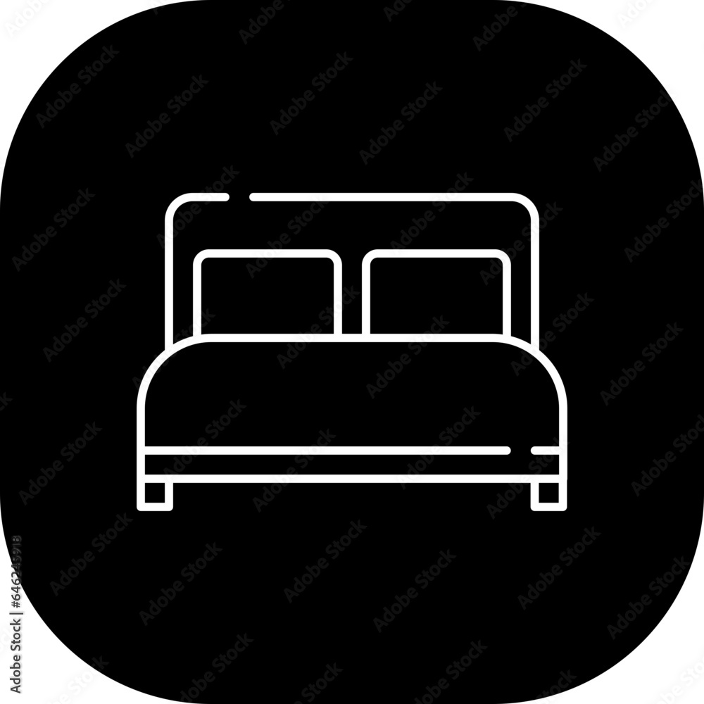 Double bed hotel icon with black filled line outline. bedroom, interior, furniture, bed, home, design, room. Vector illustration Double bed hotel icon with black filled line outline. bedroom, interior, furniture, bed, home, design, room. Vector illustration