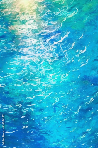 青く爽やかな海をイメージしたイラストの背景素材「AI生成画像」