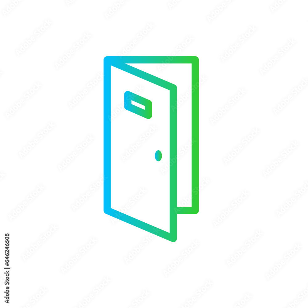 Door hotel icon with blue and green gradient outline style. door, sign, symbol, outline, interior, home, exit. Vector Illustration Door hotel icon with blue and green gradient outline style. door, sign, symbol, outline, interior, home, exit. Vector Illustration