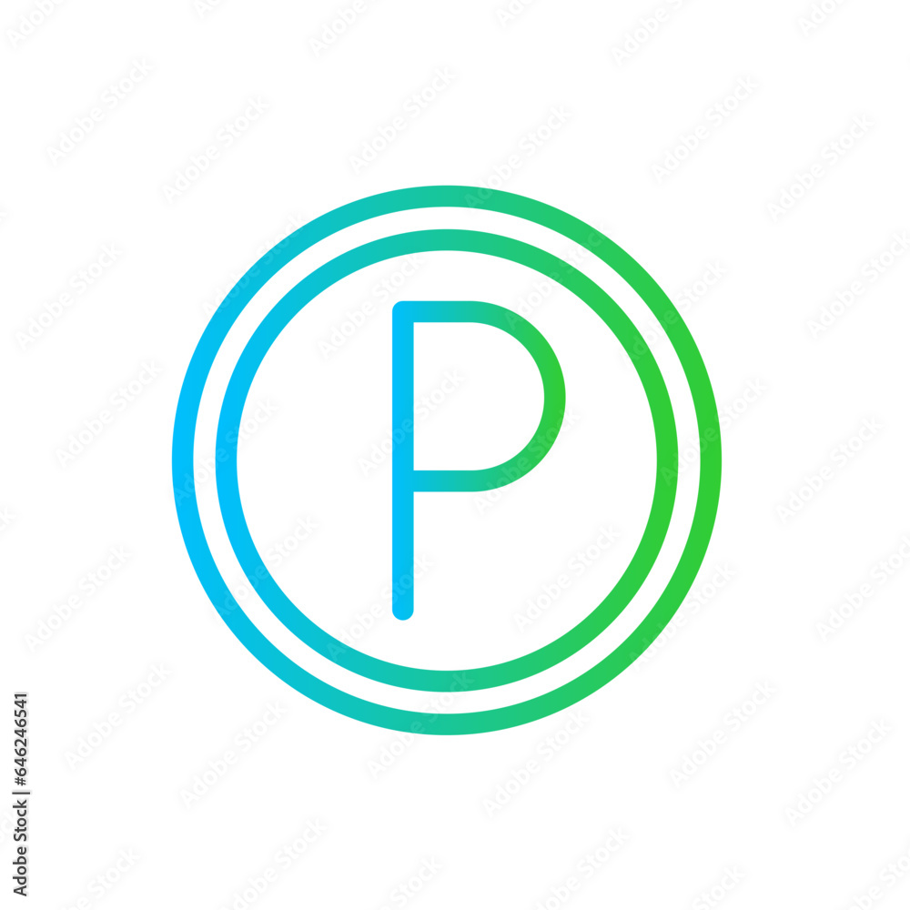 Parking hotel icon with blue and green gradient outline style. symbol, vehicle, car, transport, sign, place, park. Vector Illustration Parking hotel icon with blue and green gradient outline style. symbol, vehicle, car, transport, sign, place, park. Vector Illustration