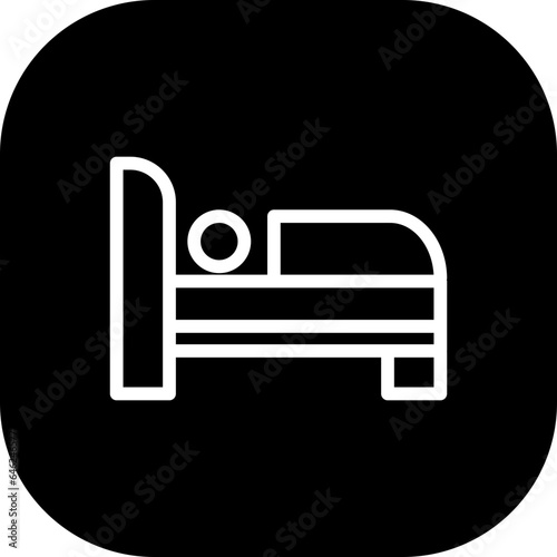 Bed hotel icon with black filled line outline style. bed, bedroom, room, hotel, pictogram, mattress, double. Vector Illustration