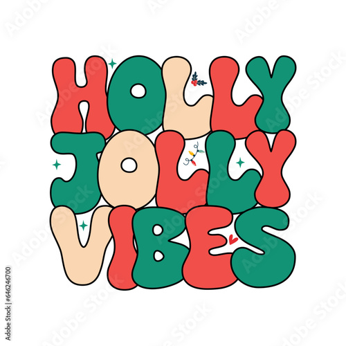 Retro Christmas Sublimation T-shirt Design Holly jolly vibes