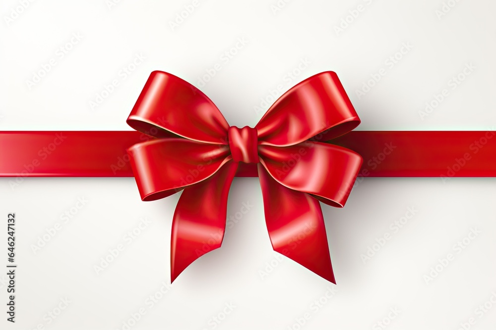 Red gift ribbon and bow, isolated on white background