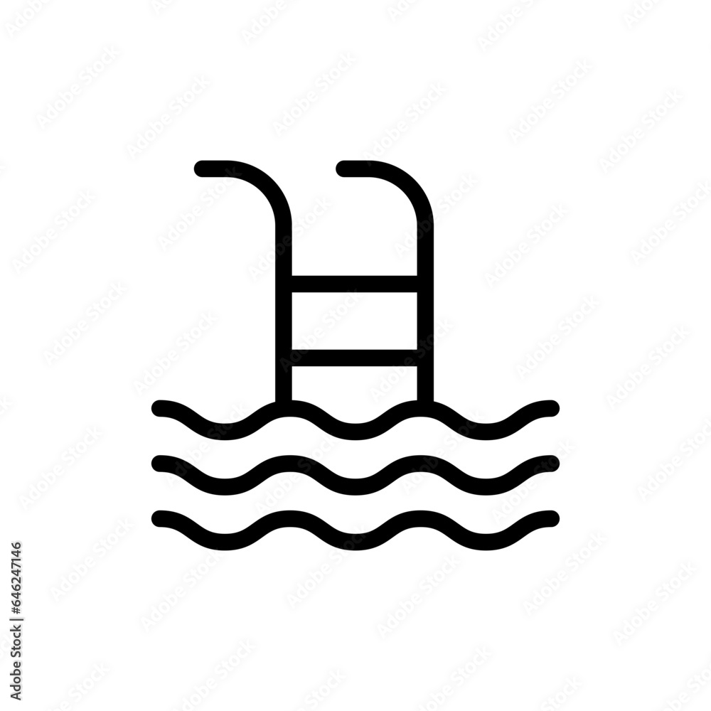 Pool hotel icon with black outline style. pool, water, line, outline, set, symbol, sign. Vector Illustration Pool hotel icon with black outline style. pool, water, line, outline, set, symbol, sign. Vector Illustration