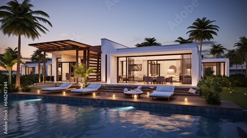 Stylish Newly Built Villa Featuring a Backyard © Pretty Panda