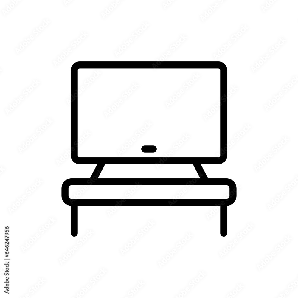 Television hotel icon with black outline style. television, tv, technology, symbol, screen, video, media. Vector Illustration Television hotel icon with black outline style. television, tv, technology, symbol, screen, video, media. Vector Illustration