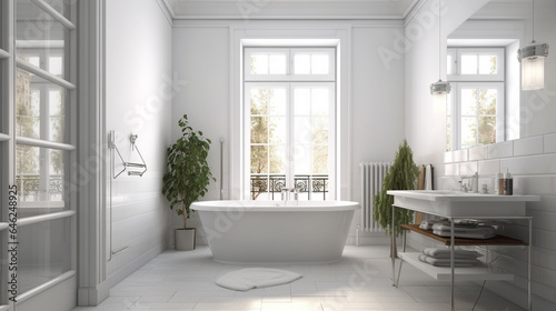 白い内装のバスルーム インテリアイメージ