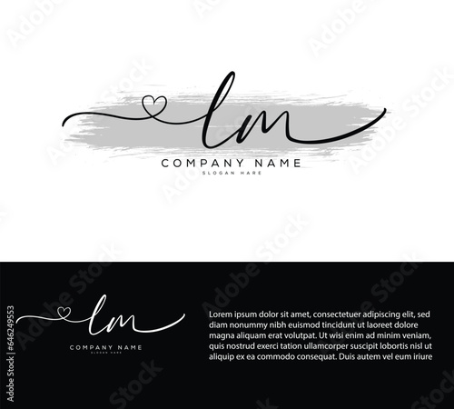 LM L M initial Signature logo with heart