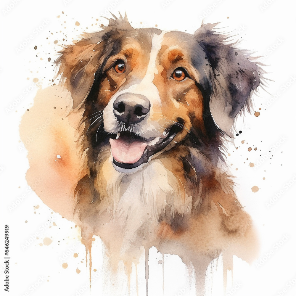 犬の水彩風イラスト「AI生成画像」