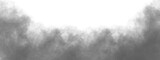 Panoramic view of the abstract smoke. Dark fog, mist or smog moves on a transparent background. floating gray smoke. Wide angle horizontal wallpaper or web banner. Spooky halloween background
