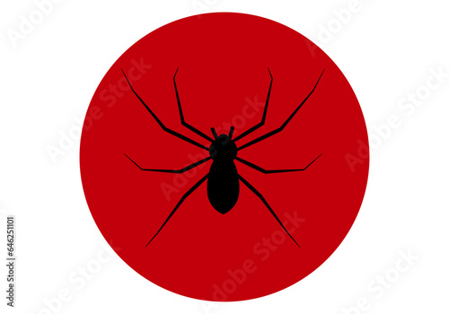 Icono de una araña. Icono de insectos en negro sobre círculo rojo