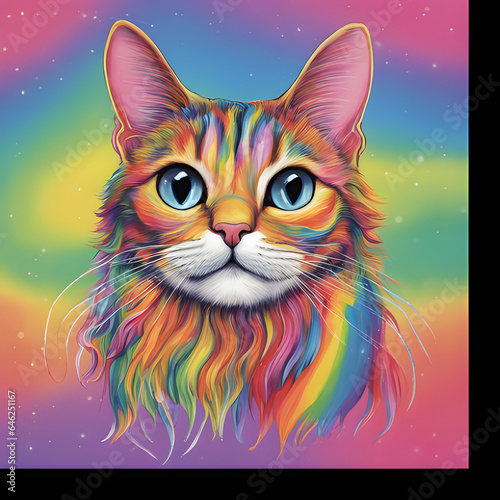 rainbow cat. Generative AI © 찬우 유
