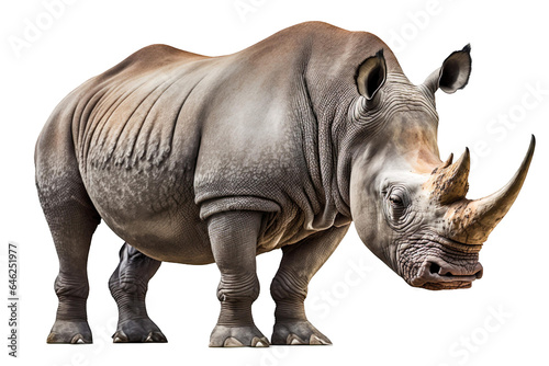 Isolated Lonely Rhinoceros With Powerful Body As A Symbol Of Wildlife Conservation - Generative AI