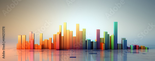 Banner with different colorful bar charts. Financial development  banking