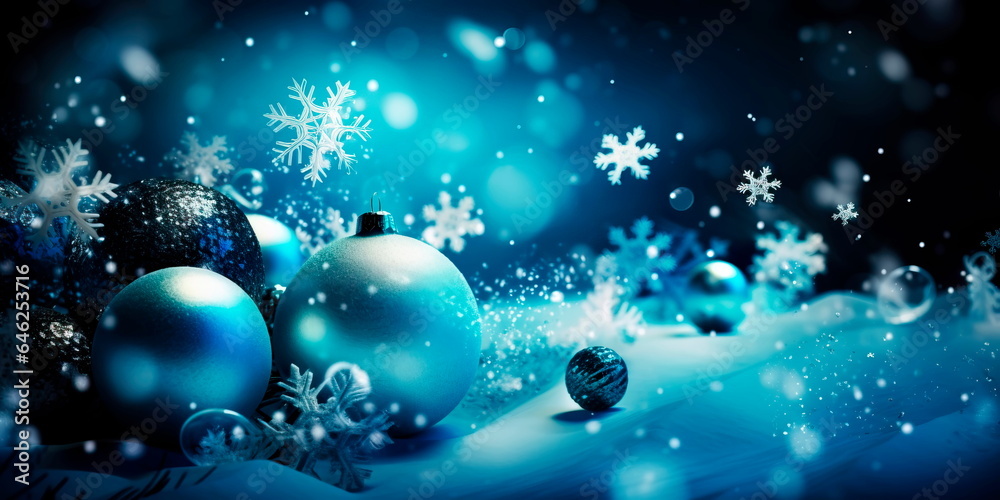 Obraz premium Christmas-themed background with snowflakes and ornaments Generative AI