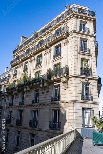 Paris, beautiful building rue du Rocher, in the 8e arrondissement, a luxury district 