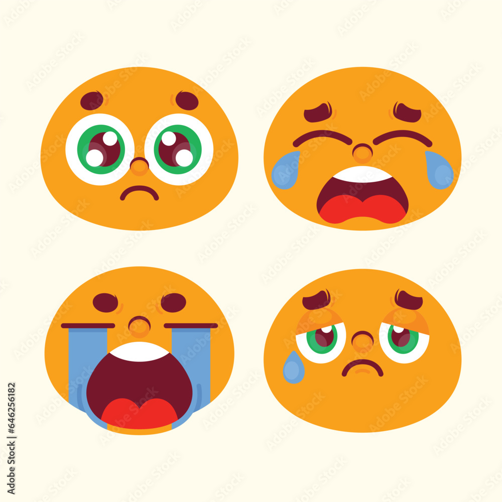 vector flat design sad emoji illustration