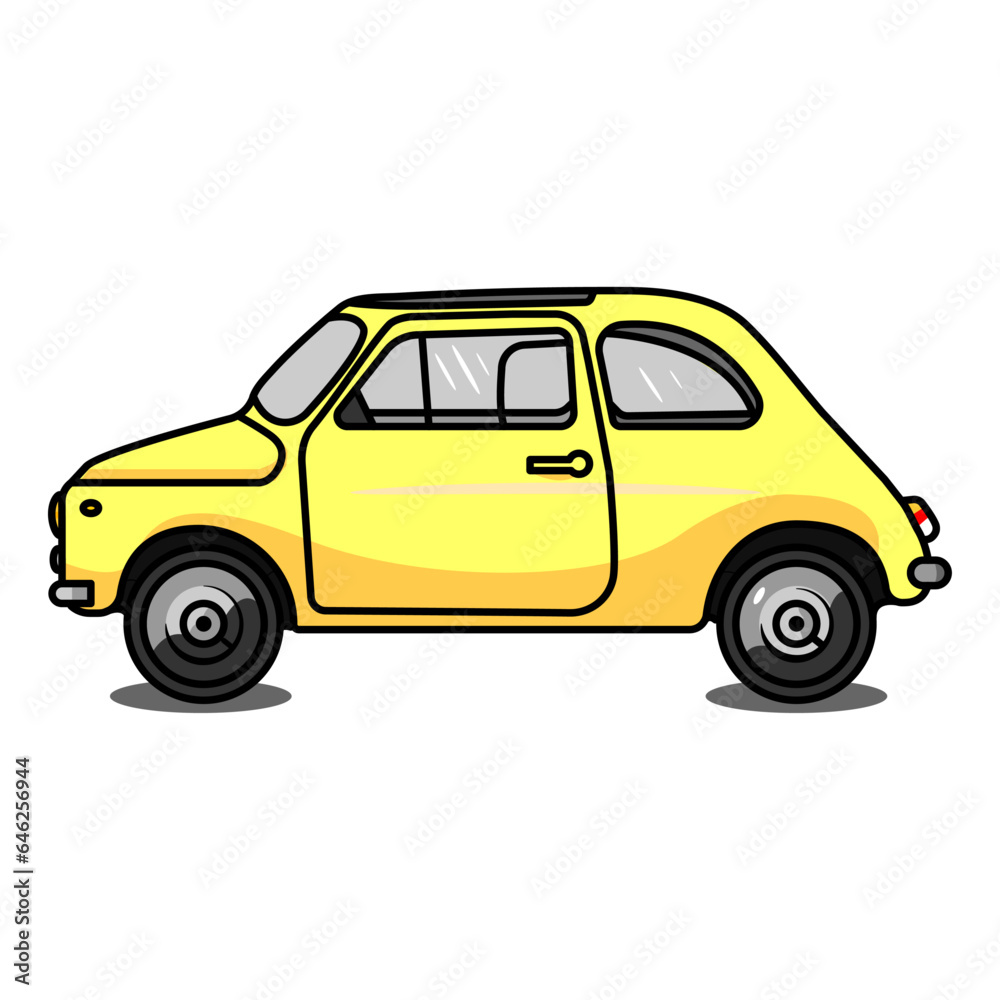 A yellow retro car