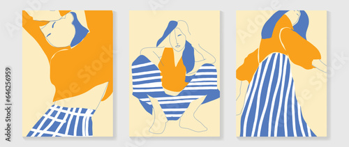 Surreal faces abstract art background vector. Portrait abstract face one line drawing with modern continuous line art and abstract geometric art style. Good for poster, wall art, print, cover design.