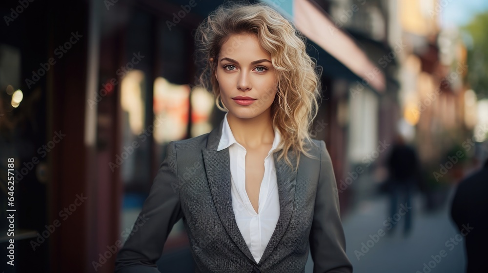 Naklejka premium Portrait of The Office's Leading Lady Business Woman in a Suit