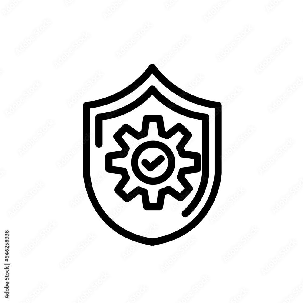 Cog cyber security icon with black outline style. gear, symbol, work, technology, business, cog, mechanism. Vector Illustration Cog cyber security icon with black outline style. gear, symbol, work, technology, business, cog, mechanism. Vector Illustration