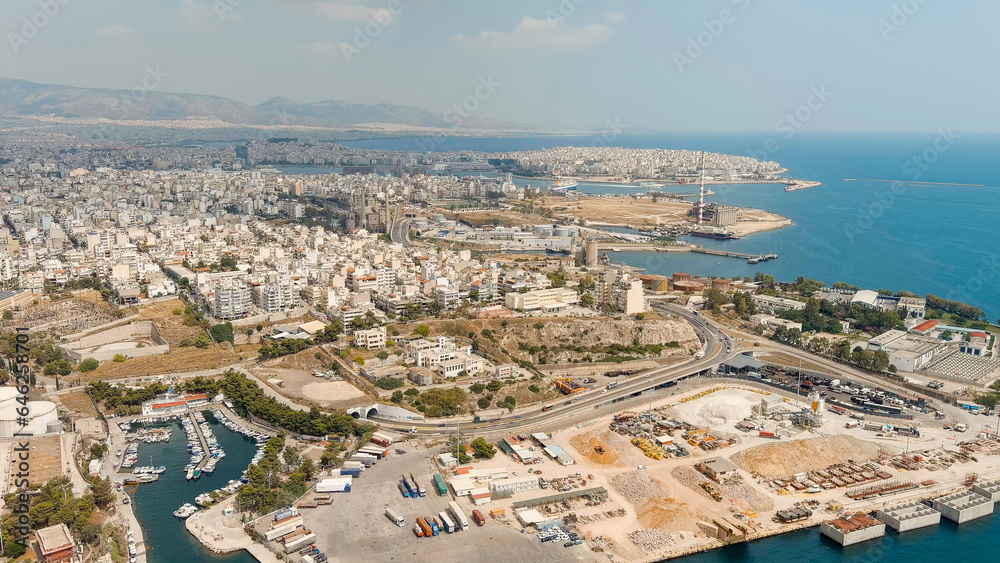 Athens, Greece. City and port panorama. View of Piraeus, Aerial View