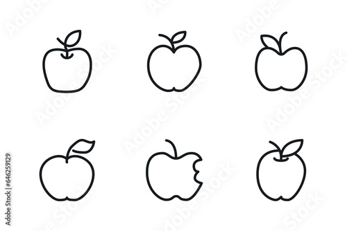 Simple line set of apple icons.