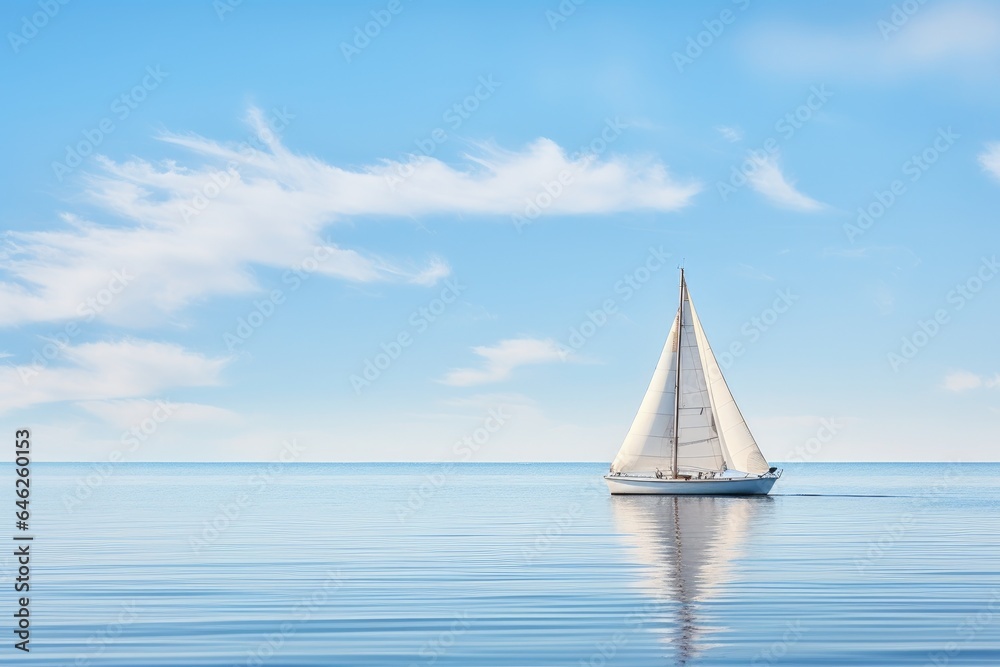 Sailing sailboat in summer on the water.