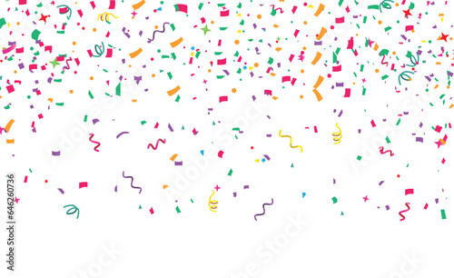 Falling  confetti isolated on transparent background. Bright festive tinsel.