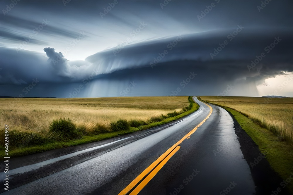 rainbow over the road